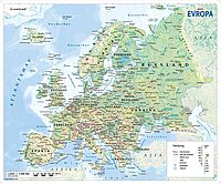 Evropa - Laminerað veggjakort