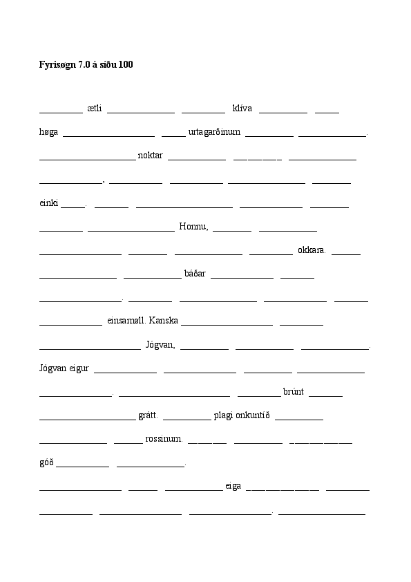 Fyrisøgn 7.0 á síðu 100